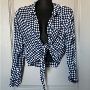 Rails Blue and White Gingham Button Down Shirt